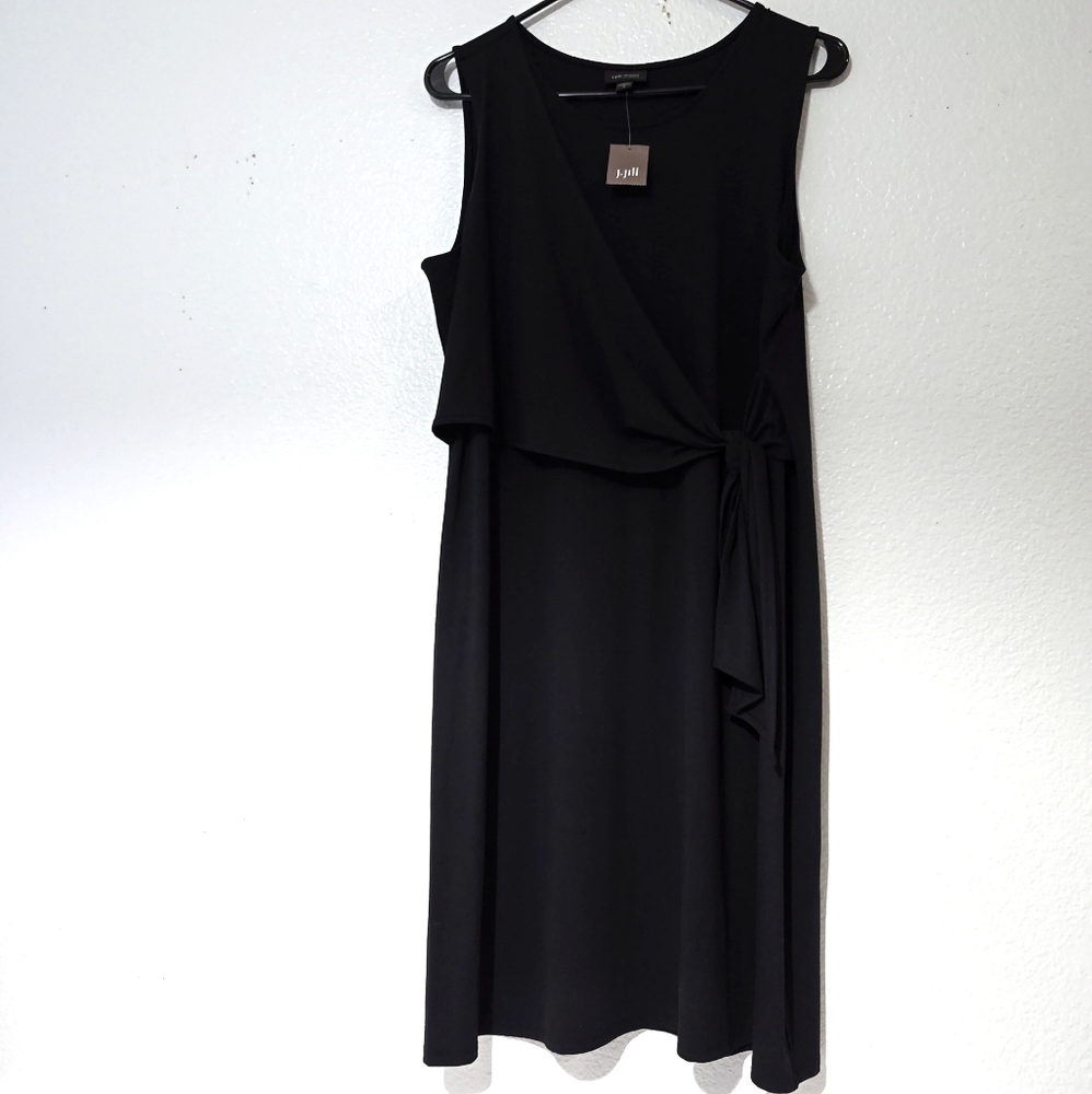 J.Jill Wearever Collection Tie-Waist Elegant Black Sleeveless Dress Size Medium - Picture 5 of 15